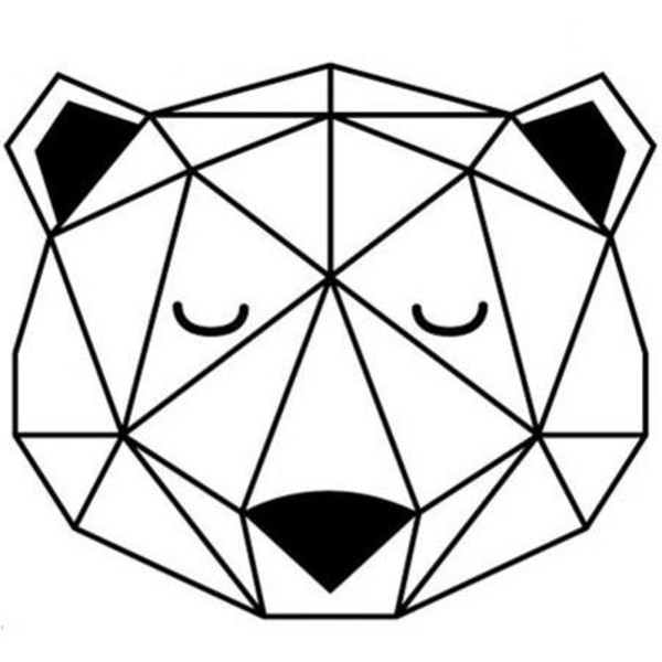 Avtagbar geometrisk söt björnhuvud Vinyl väggdekal för
