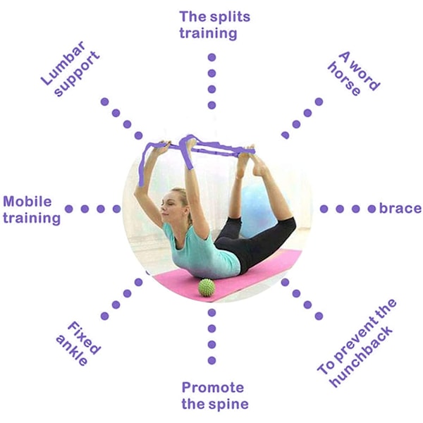 Yoga Stretch-band med 9 flexibla öglor, tjock träningsband, gravitationsfitness, stretchband - dansyoga, hjälpband för stretch, elastiskt