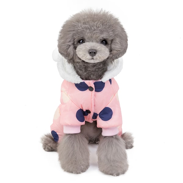 Hundejakke til vinter, Hundekåber Snebukser, Vindtæt Hvalpe Pufferjakke, Vintervest til Hunde (Pink)