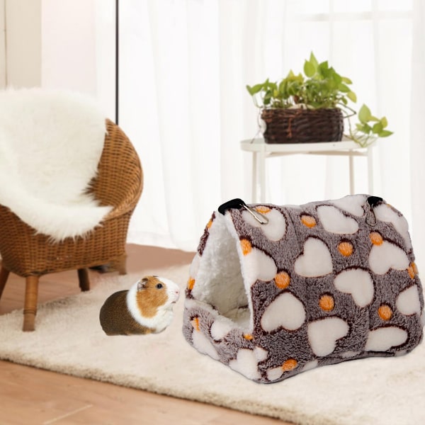 Vintervarm hamsterbädd, mjuk liten husdjursbäddshus med krokdesign för hamsterpapegoja igelkott marsvin
