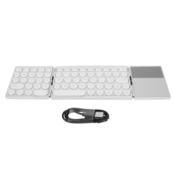 Round Key Bluetooth Vikbart Tangentbord med Touchpad Universell 140mAh Trådlöst 64-tangenters Vikbart Tangentbord Silver