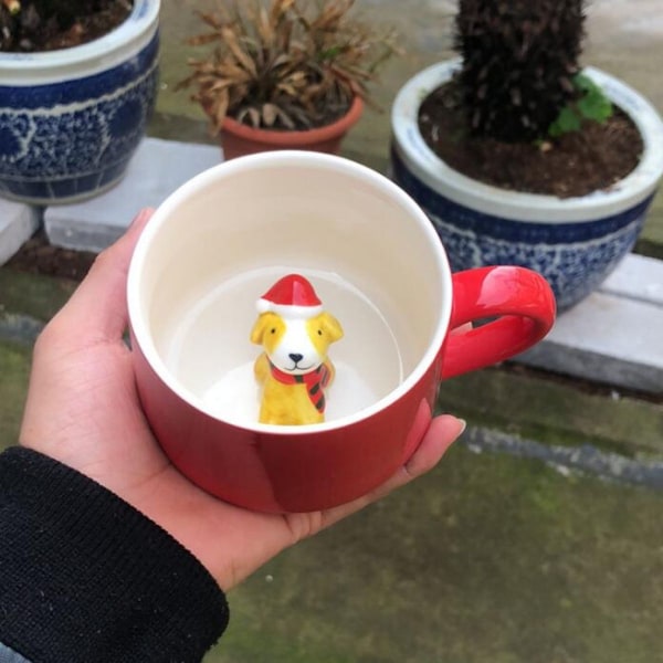 Julekopp Kaffe Melk Frokostkopp Snømann Julenissen Tegneserie Keramikkkopp 3D Dyr Julegavekopp til Venn Familie