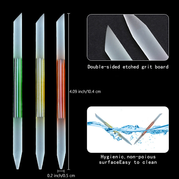 5 stk. Glas Neglebåndspusher Neglebåndspind Sæt Dobbeltsidede Neglefiler Manicure Filning Neglebåndsfjerner