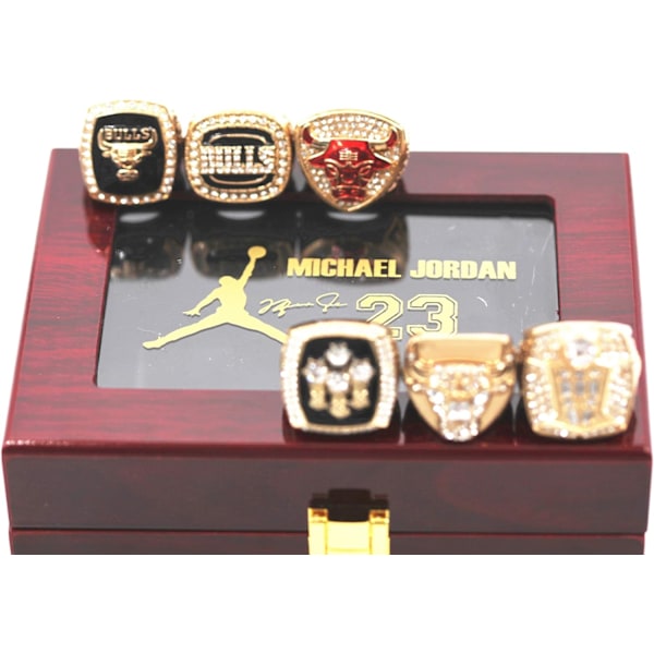 1991,1992,1993,1996,1997,1998 Basket chica'go Championship Replica Bulls Champ Rings Set med låda Gåvor till fäder Ungdom Barn Herr Pojkar 23 MVP