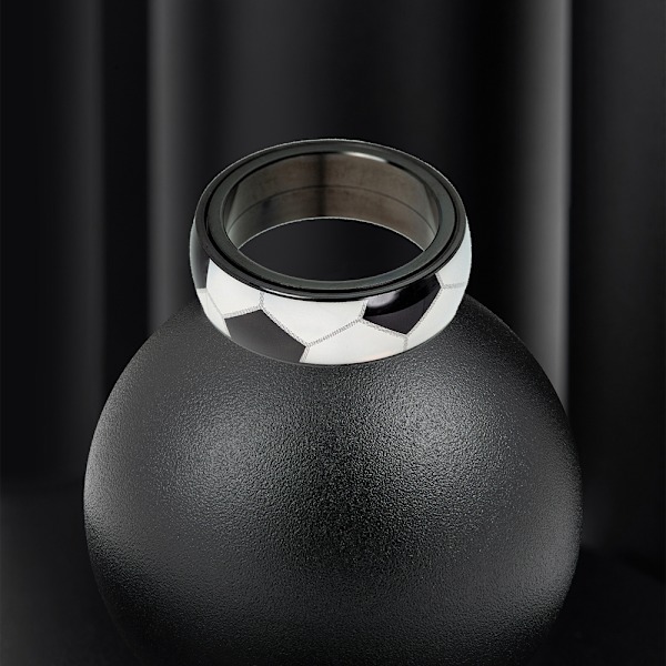 Herr & Dam Ring med Snurrande Basketboll & Fotboll Design, 8mm Bred, Cool Vigselring, Fotbolls-VM Festpresenter