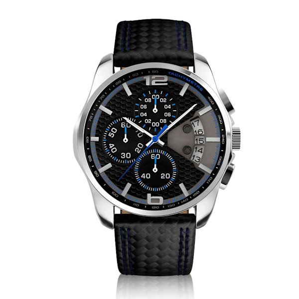 Herrar Klockor Läderband Sport Mode Klänning Casual Analog Kvarts Chronograph Fader Presenter Armbandsur, Urtavla diameter 46mm