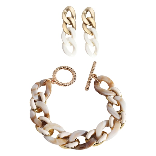 Drop Dangle Øreringe Link Kæde Dangle Øreringe, Harpiks Link Armbånd Farverigt Armbånd, gave til Kvinder Piger