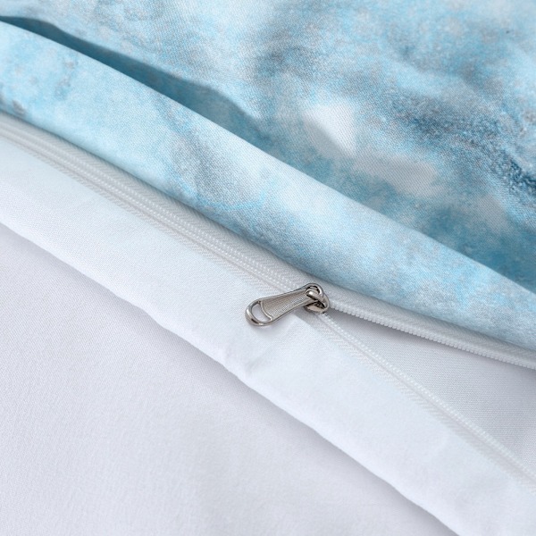 3-delt dynetrekksett i 100% polyester med trykte putevar (Queen Size)