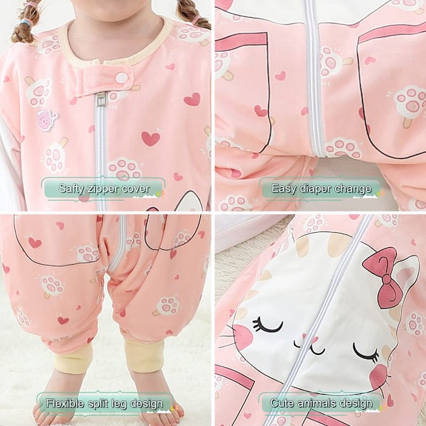 Pink Kitty Baby Efterår/Vinter Toddler ærmeløs fodsovepose