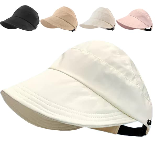 Women's Summer Sun Hat with Wide Brim Anti-UV Beach Visor Caps Hats Adjustable[TT] Beige