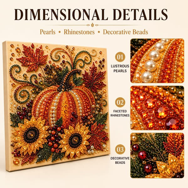 Diamond Painting-ram Pumpa Höst - Pärlor Strass Nybörjare Style 1