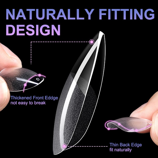 Mandelkorta nageltips-tips för gelnaglar, cover nagelspetsar, förformade halvmatta spetsar Naglar Gelly nageltips-360 bitar 10-storlekar, 4 bitar nagel