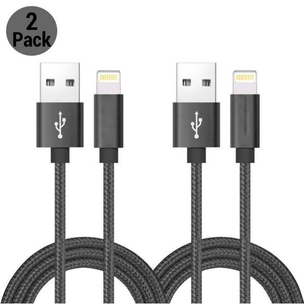 2-Pack 2m Lightning Laddningskabel för iPhone – Svart
