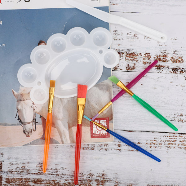 Konstsats med Plastpalett för Barn, Förskolemålning, DIY-verktyg