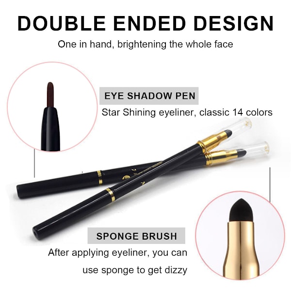 Gel Eyeliner-penna, Smudge-resistent Eyeliner-penna, Dubbelsidig Vattentät Ögonmakeup, 1 Set