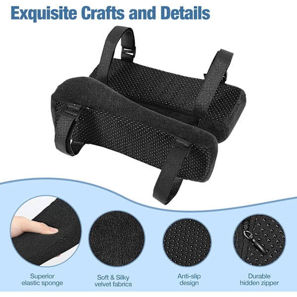 Coussin d'Accoudoir Ergonomique en Coton Mousse, Coussin Universel pour Chaise Bureau Auto Voiture Fauteuil Roulant, Coussin de Coude Réglable pour