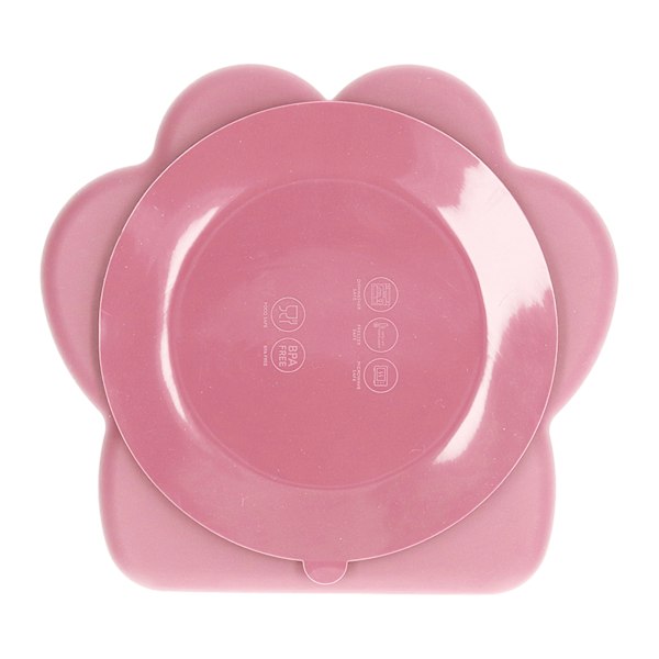 Baby Tallrik Halksäker Diskmaskin & Mikrovågsugnssäker Delad Bärbar Silikon Tallrik för Småbarn 6-24 Månader Rosa