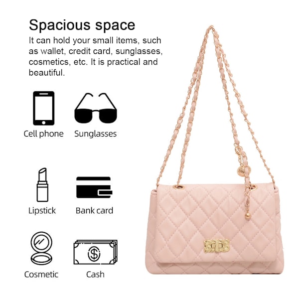 Damväska Mode Koppling Handväska Quiltat Designer Crossbody Väska med Kedjesträck