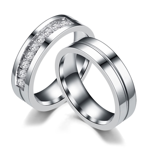 6mm Titanringar för män Silver Cubic Zirconia Eternity Vigselring Kvinnor Högpolerad bekväm passform Storlek 6-9