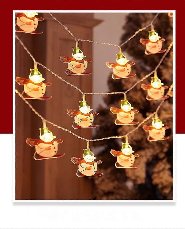 Julelyssæt, 3M 20 LED julelys, batteridrevet kælende snemand LED-lys til julefrokostdekoration