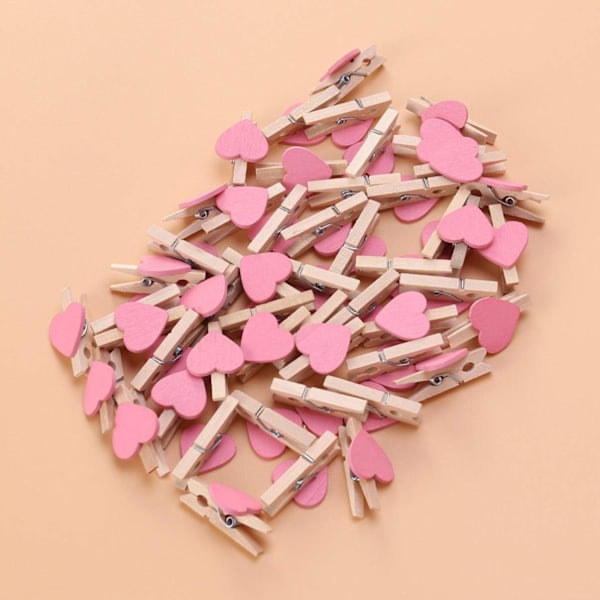 50 stk Mini Tre Klyper Klesklyper Håndverk Klyper med Hjerter for Bryllup Fest Valentinsdag Dekorasjon