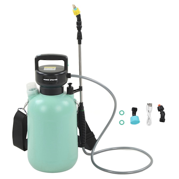 5L Akullakäyttöinen Suihkepullo 3 Suuttimella 2000mAh Latautuva Sylinterimäinen Sähköinen Puutarha- ja NurmikkoSuihkepullo Vihreä