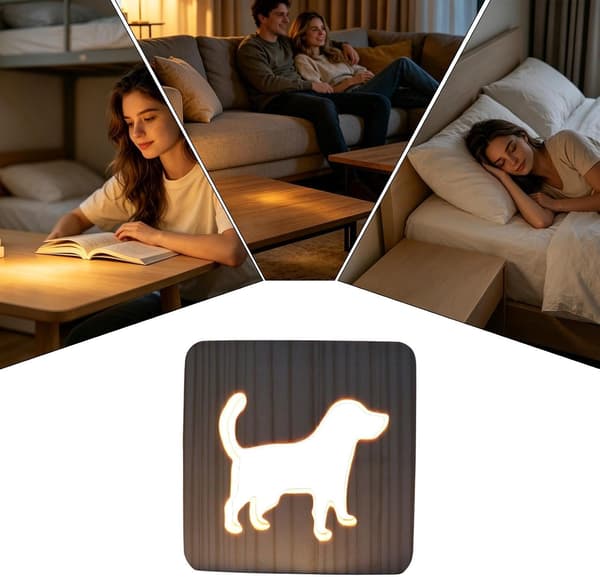 Wooden Table Lamp, Cute Puppy Decorative Lamp | Cute Night Light [TT]