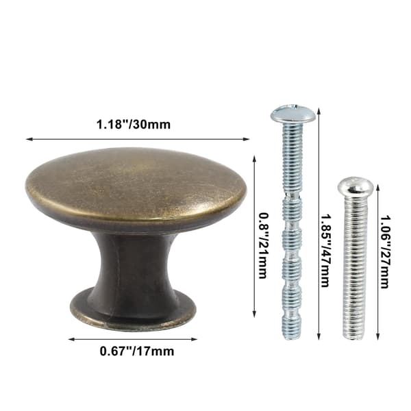 10 Pieces Round Antique Cabinet Knobs 30mm Diameter Bronze Dresser Knobs Drawer Knobs Kitchen Cabinet Handles for Cabinet Hardware