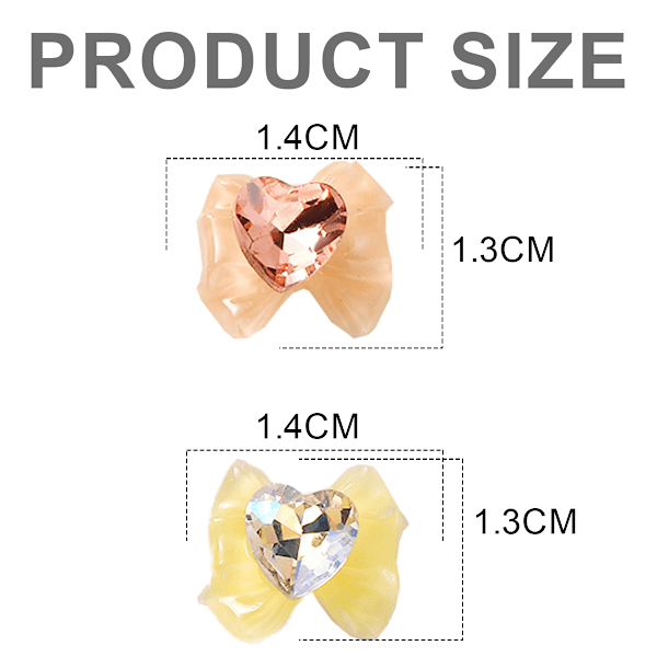 12 st Nagelprydnader Transparent Färg Rosett Nageltillbehör Resinformad Borr Nageldekorationer