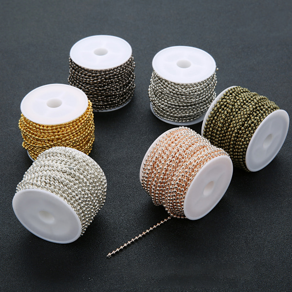 2,4 mm Metallkulkedjor, Halsbandkedja Kulpärla, 10 Yards Pärlkedja Kulkedja Bulk Pärlkedja, Hundbricka, DIY-Hantverk
