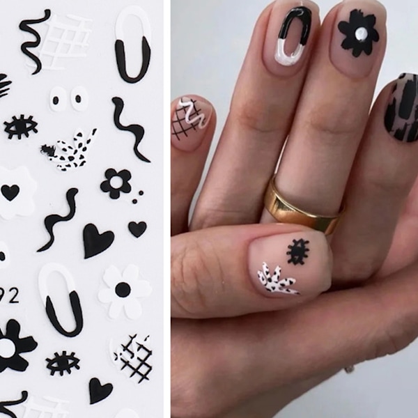 12 Ark Nagelkonst Dekaler, Enkla Självhäftande Dekaler, för Flickor Kvinnor Naglar Konst DIY Dekoration