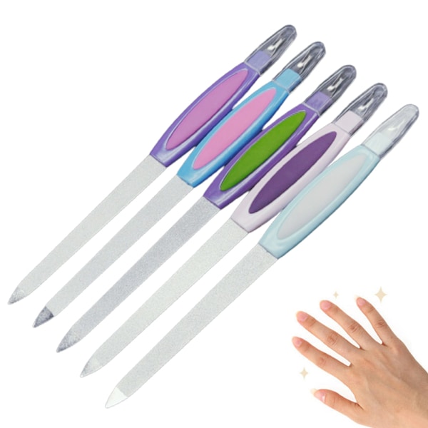 Metallisk Nagelfil, Dubbelsidig Nagelfil för Nagelsalong, Nagelfil för Naturliga Naglar, Nagelfil för Manikyr och Pedikyr