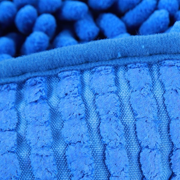 Chenille Anti-slip Vandabsorberende Skridsikker Måtte Badeværelse Stue (Mørkeblå)