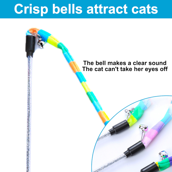 Kissan lelu, kissan sauva, interaktiivinen kissan lelu, sisäkissan kello, sateenkaaren plussi nauha