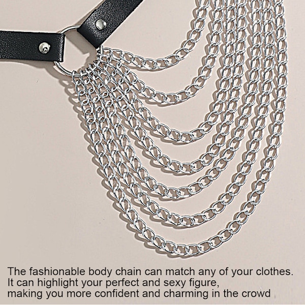 Punk Midje Kedja Bälte Läder Lager Belly Body Chains Rave Kropps Smycken Tillbehör för Kvinnor
