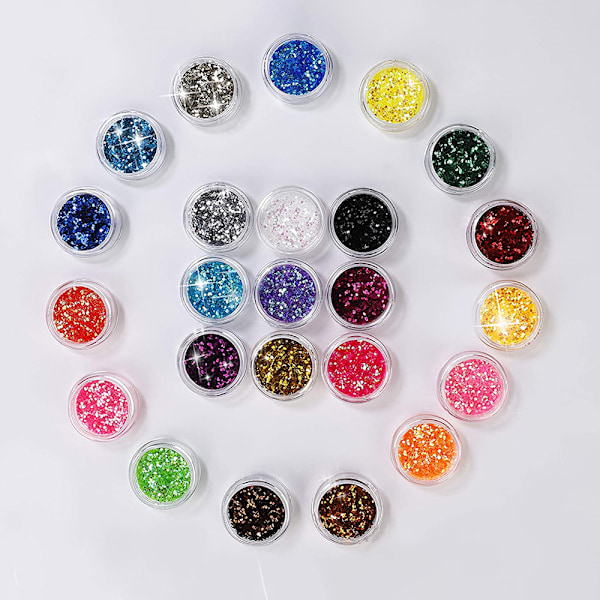 24 färgpigment nagelpulver, färgglatt iriserande glitter Ultrafint självlysande pärlemorskimrande Högglans halopulver, naglarpigment damm 3D DIY Nail Art