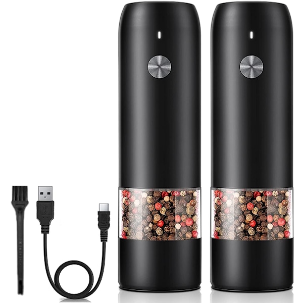 Uppladdningsbar elektrisk peppar- och set - Enhands - Inget batteri behövs Modern stil - Automatisk svartpeppar- och havssaltkryddkvarn