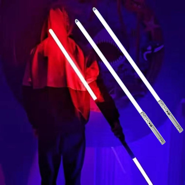 2 st RGB 2 i 1 7/10 Färgväxlande Ljus Svärd Laddningsbart Utbyggbart Metall Ljus Svärd med Ljud Cosplay Leksak Barnpresenter