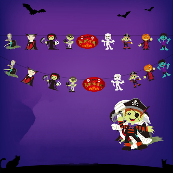 Halloween-lippukoristeet DIY-lippukoristeet roikkuvat koristeet juhliin Kauppaan KTV-baariin Huoneeseen #4
