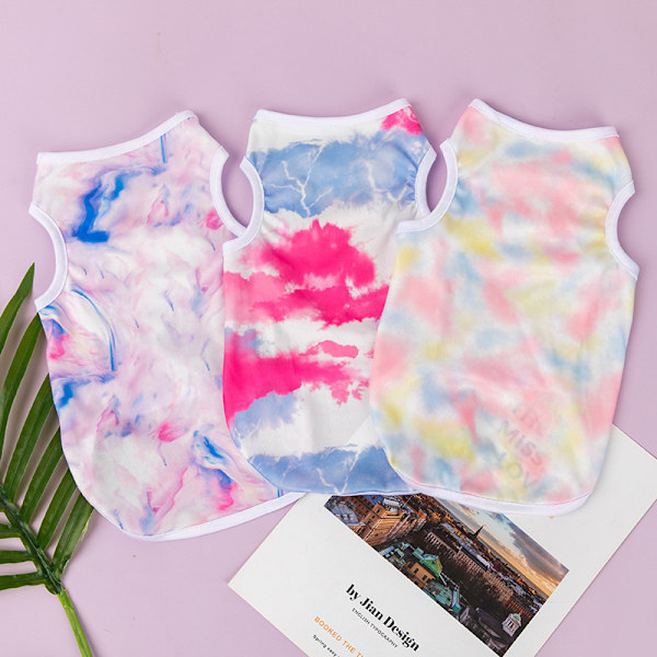 Hundevest 3-pak Tie Dye Hundetrøje Blød Hvalpe Tøj Åndbart Killinge T-shirt Farverig Hund Tank Top Kæledyr