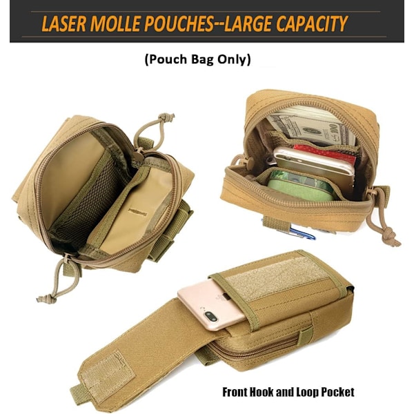Tactical Molle -taskupussit laserleikatulla suunnittelulla, hyötytaskut Molle-kiinnityksellä, sotilaslääketieteellinen EMT-tasku