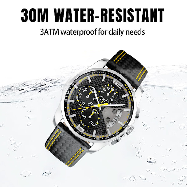 Herrar Klockor Läderband Sport Mode Klänning Casual Analog Kvarts Chronograph Fader Presenter Armbandsur, Urtavla diameter 46mm