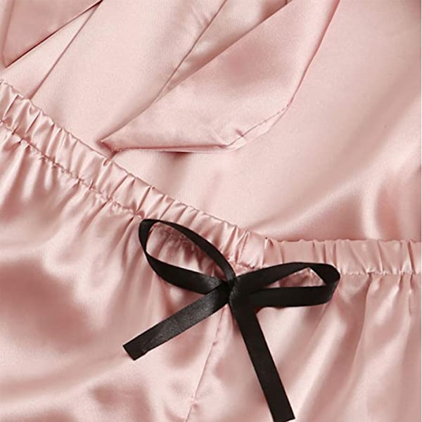 4 Dele Kvinders Satin Blomsterblonder Cami Top Lingeri Pyjamasæt med Robe Dressing Gown Kimono Lingeri Sæt Satin Pyjamas Blonder Robe BH