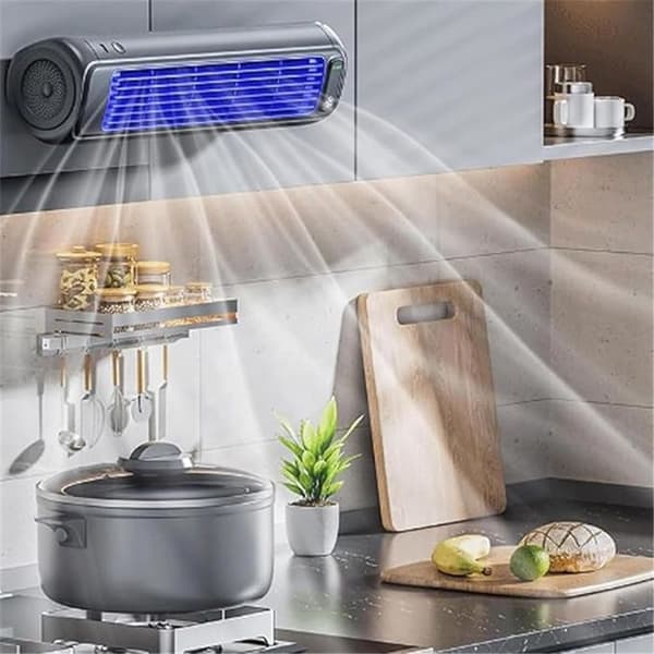 Bærbar Tårnventilator, 3 Justerbare Hastigheder, USB-Genopladelig, 3D-Luftcirkulation (Grå)
