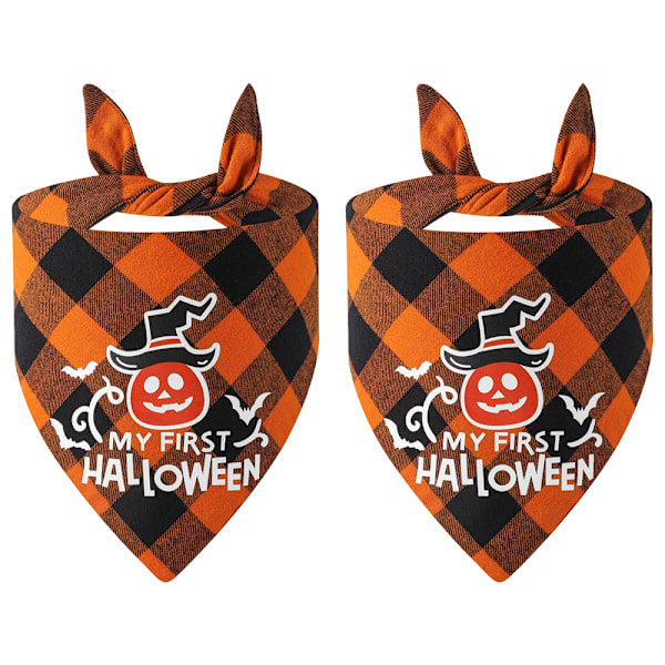 2 Pak Halloween Hundebåndana Vendbar Trekant Bibs Sjal Tilbehør