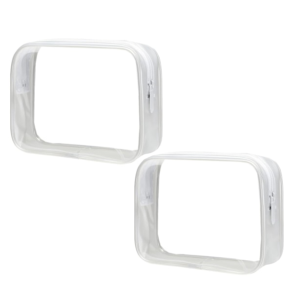 Transparent Sminkväskor, 2-pack Toalettsaker Väskor i 2 Storlekar Transparenta Toalettsaker Väskor för Resor, Transparent Kosmetisk Väska Flygplats Handbagage Transparent Godkänd Väska