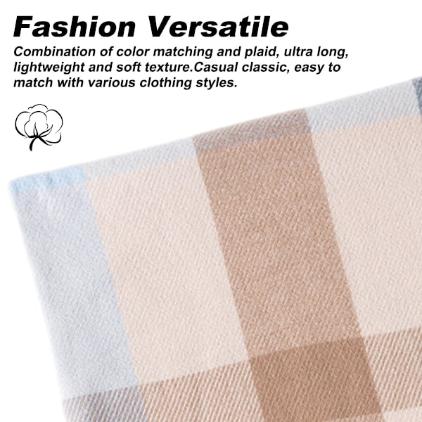 Dame Lang Rutete Teppe Chunky Oversized Vinter/Høst Varmt Sjal Stor Rutete Sjal Wrap