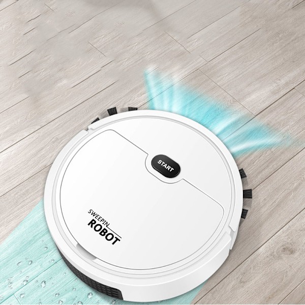 Robotstøvsuger USB Smart 3 i 1 Sugning Fejning Moppefunktion Automatisk Støvsuger til Små Lejligheder Hvid