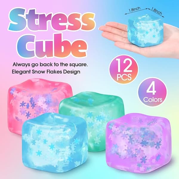 4 dele Squishy Sensor Fidget Legetøj trykkube, gelfyldt elastisk trykbold, blød isbolle (tilfældig farve)