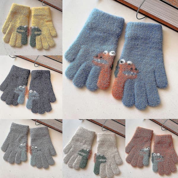 Dyr Elementer Mønster Handsker Vinter Varme Strikkede Handsker Med Fuld Finger Hold Varm Navy Blue